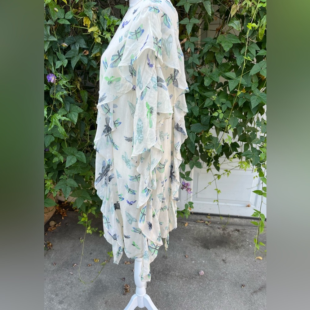 Women 's BCBGMaxAzria sheer ruffle midi dress L - Picture 2 of 4